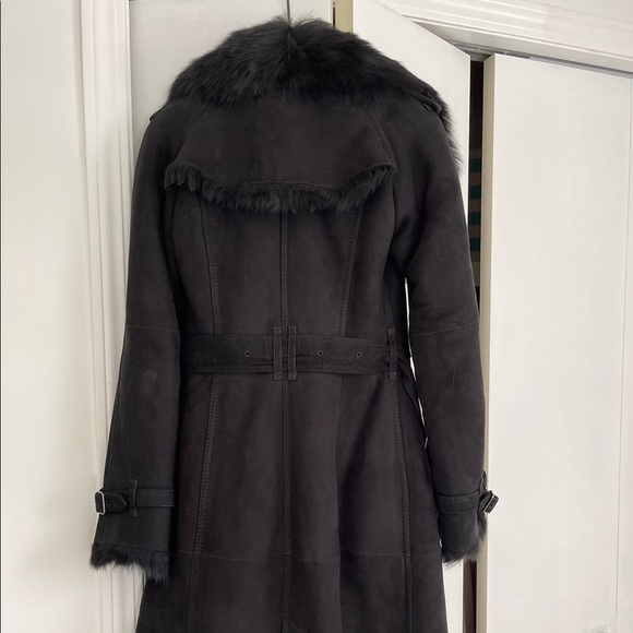 Authentic Burberry 'Tolladine' Black Shearling Trench Coat - Picture 5 of 10